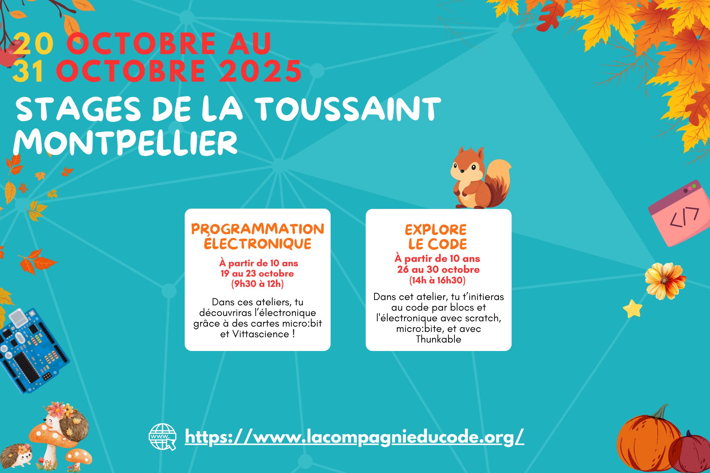 Les stages vacances de Toussaint sont là ! Code, Création de jeux vidéo, électroniques ..