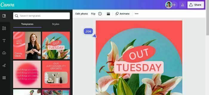 CANVA l'application à faire des cartes , des affiches ...