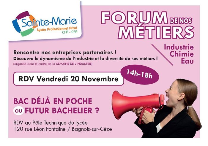 FORUM DES MÉTIERS - découvrez nos formations et rencontrez nos entreprises partenaires