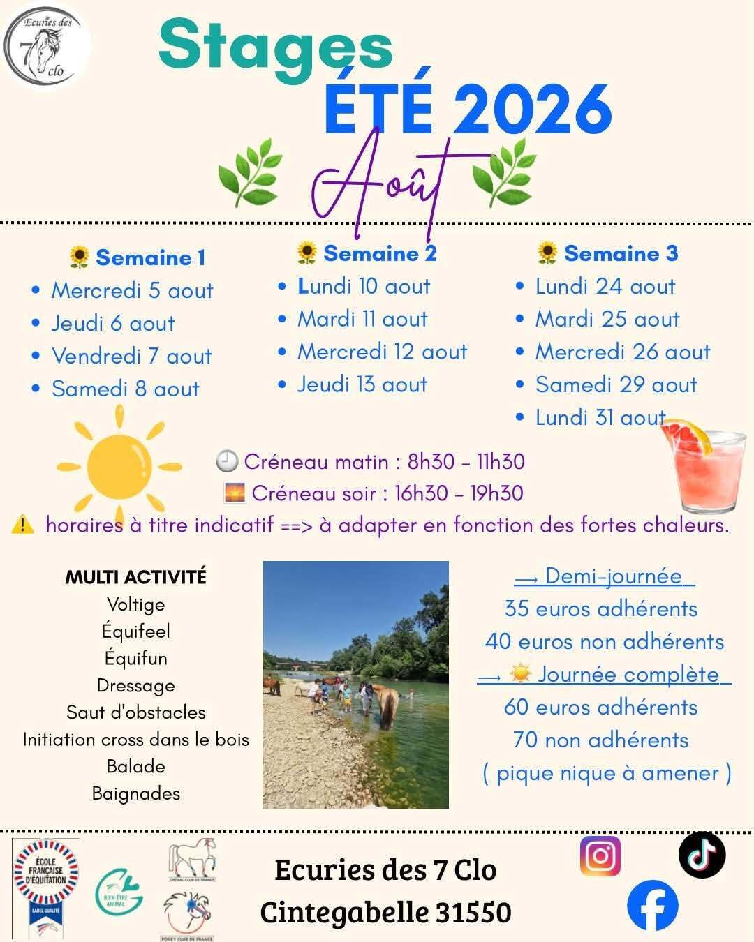 Ecurie des 7 clo : Stages d'été et balades à cheval