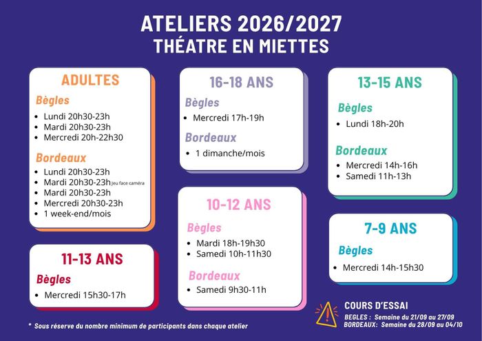 Inscription - Atelier de théâtre enfant/ado/adulte - saison 2026/2027