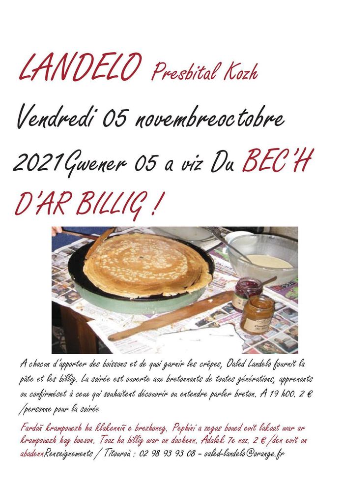 Bec'h d'ar billig (repas crêpes en breton) à Landeleau