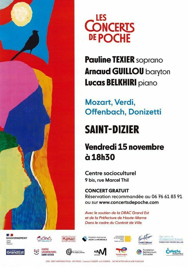Concert lyrique en trio - Pauline Texier, Arnaud Guillou, Lucas Belkhiri [Les Concerts de Poche]