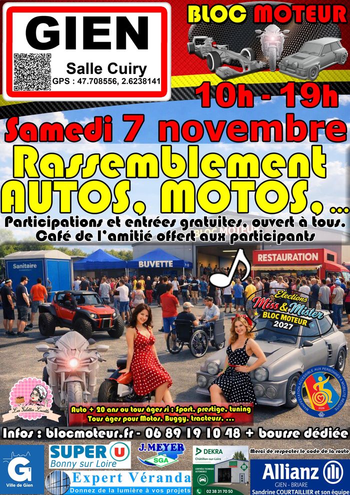 Samedi 7 novembre, RASSEMBLEMENT (autos, motos, buggy, …) - Gien