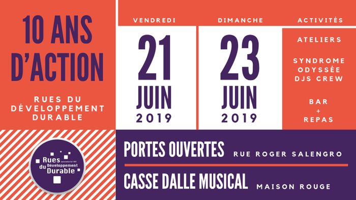(Anniversaire associatif) Rues du développement durable fête ses 10 ans ... sur 3 jours.