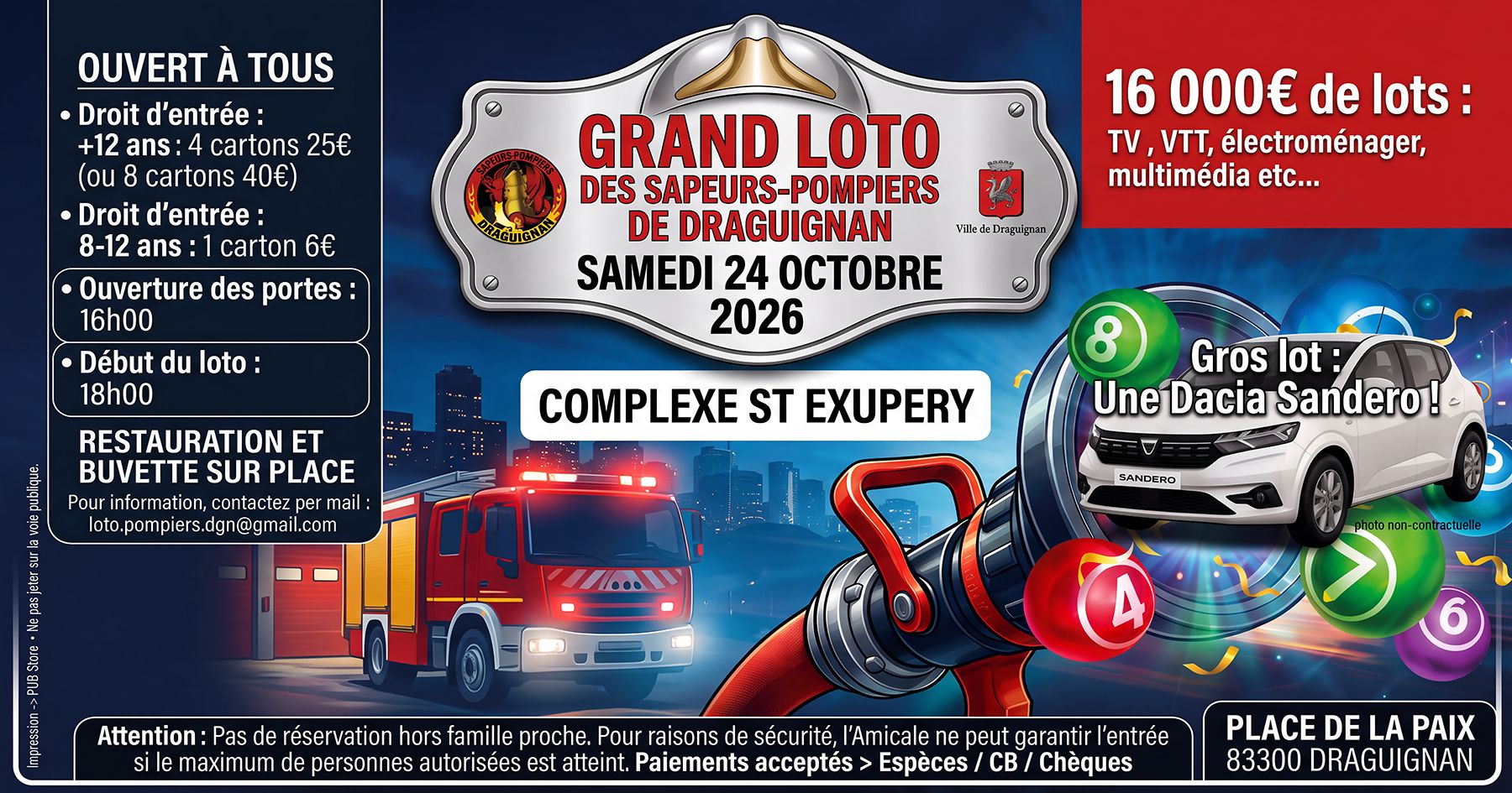 Grand loto des sapeurs pompiers de Draguignan