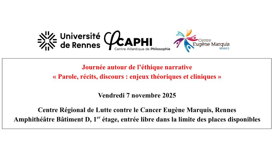 Le vendredi 7 novembre 2025 au Centre Régional de Lutte contre le Cancer Eugène Marquis, Rennes, Amphithéâtre Bâtiment D, 1er étage. Entrée libre dans la limite des places disponibles.