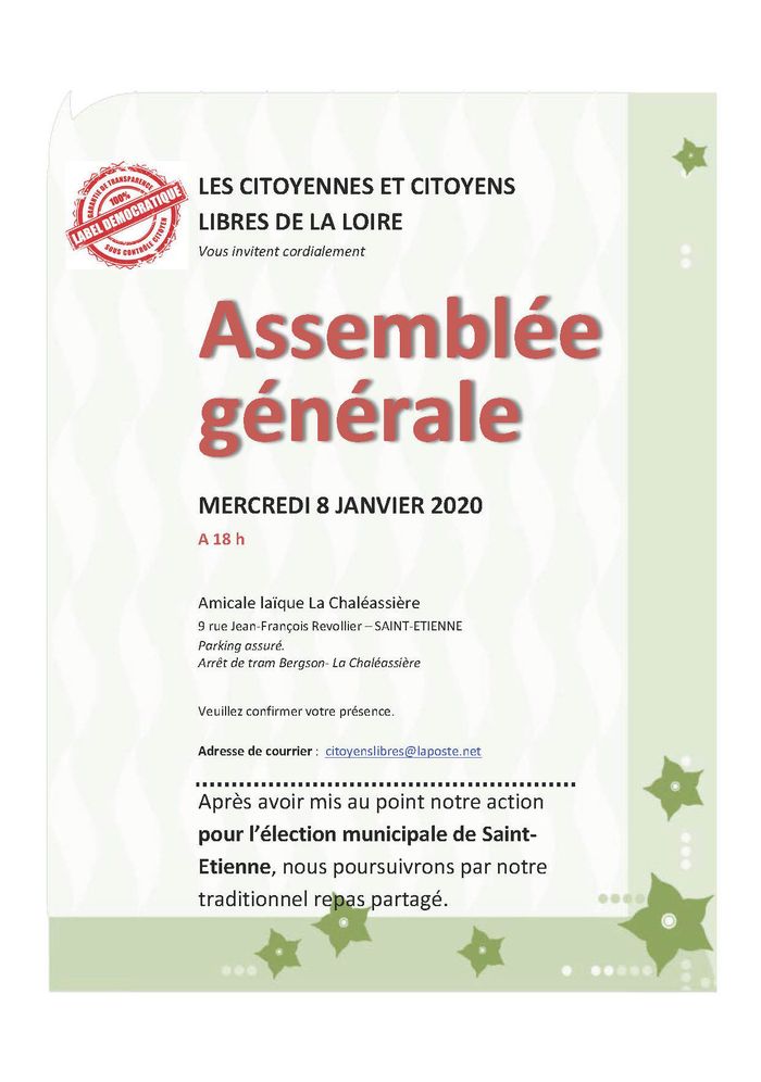 (assemblée générale) Les Citoyennes et Citoyens Libres de la Loire