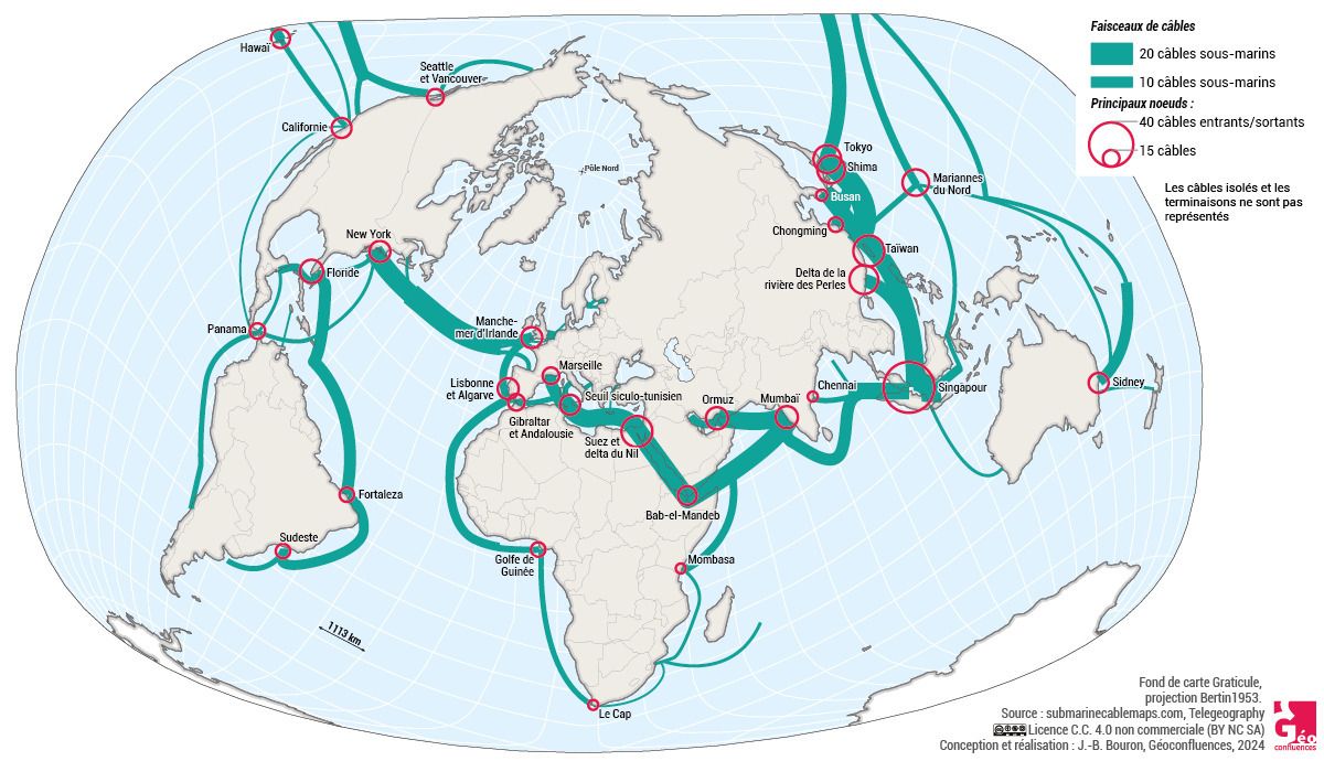 Les câbles sous-marins qui connectent l’internet mondial : un enjeu géopolitique.