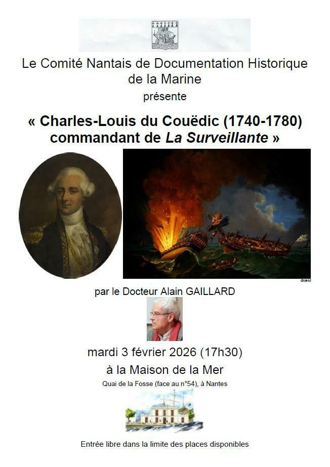 Conférence: « Charles-Louis du Couëdic (1740-1780) commandant de La Surveillante »
