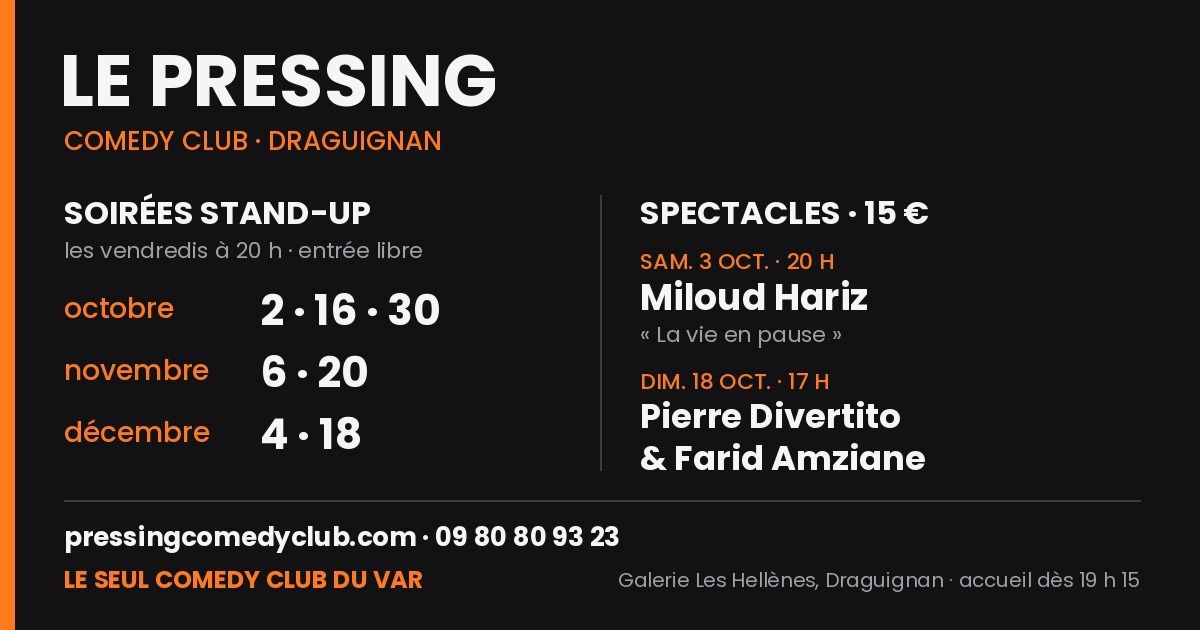 Le Pressing Comedy Club - SOIREE STAND-UP