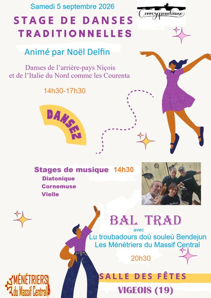 Affiche — Stages de danses et musique traditionnelles et bal folk