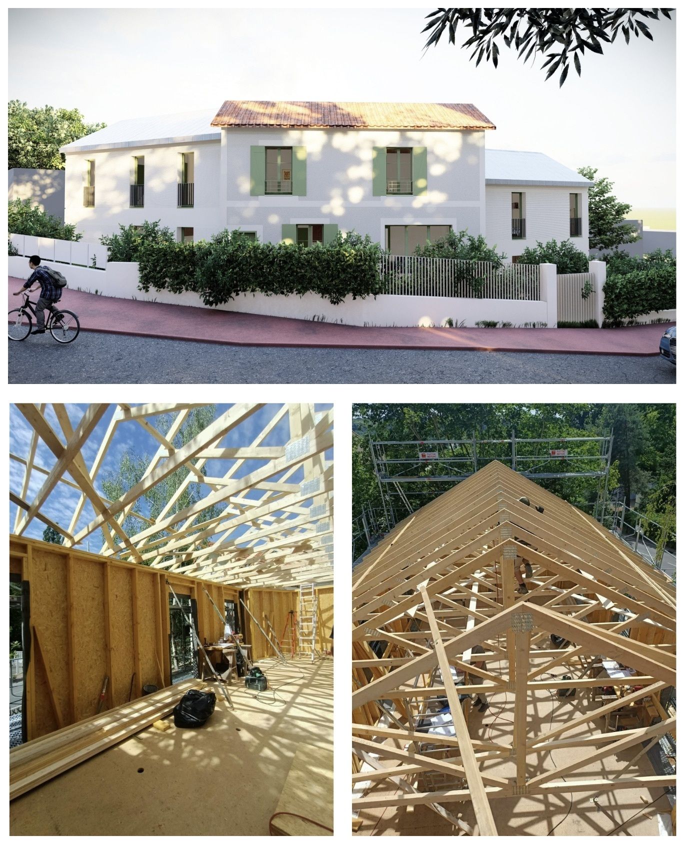 Visite d'un chantier de construction de 2 maisons neuves en bois et la réhabilitation d'une maison existante - Habiter Bois