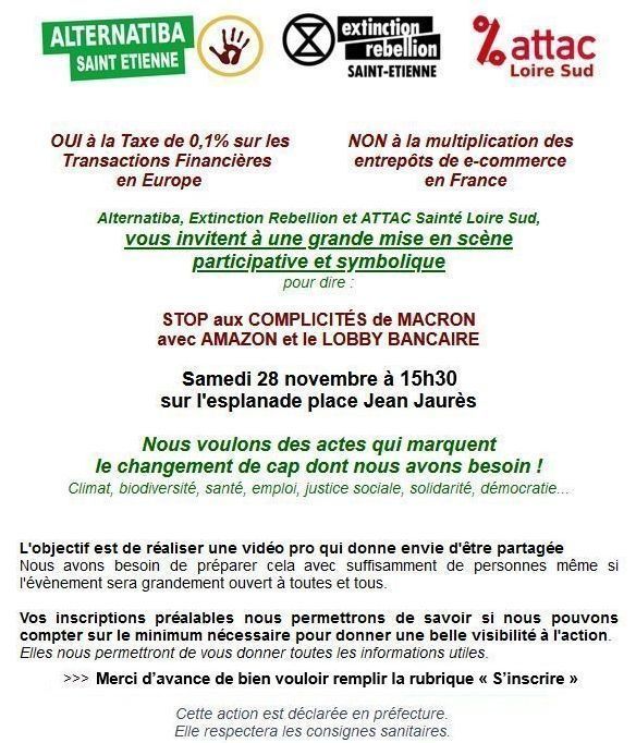 (mobilisation citoyenne) STOP aux COMPLICITÉS de MACRON  avec AMAZON et le LOBBY BANCAIRE