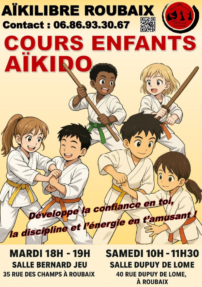Cours d'Aikido enfants, les samedis de 10 à 11h30, salle Dupuy de Lôme à Roubaix