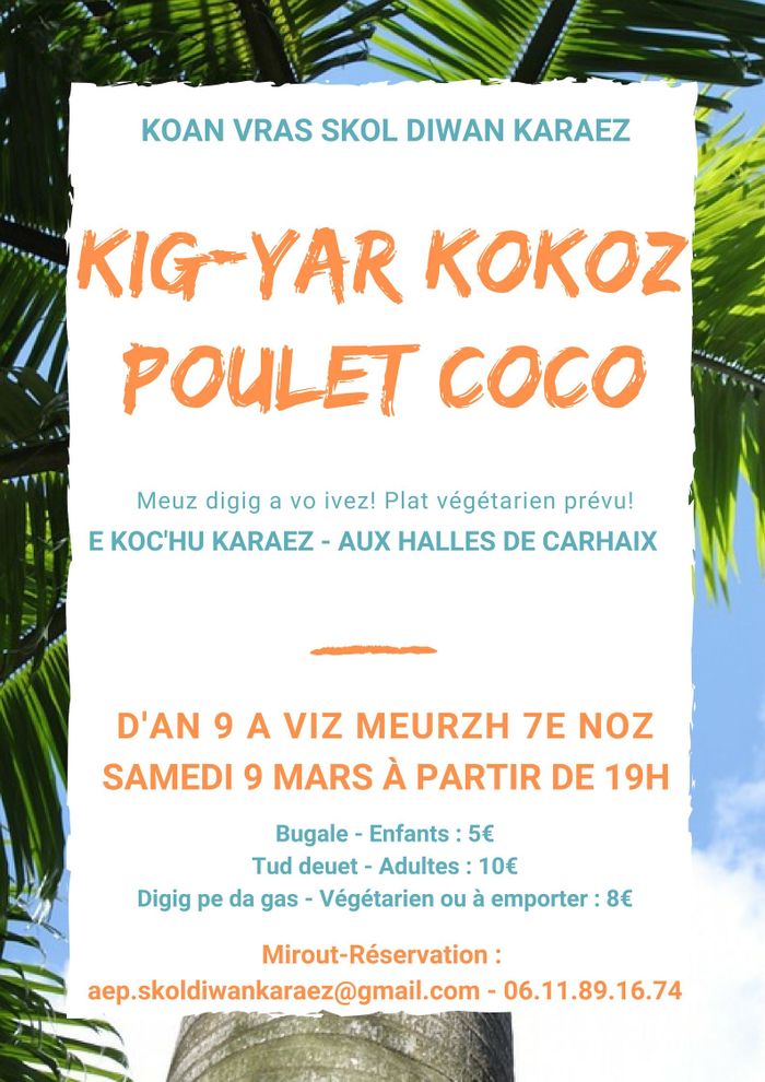 Repas poulet coco avec l'école Diwan de Carhaix
