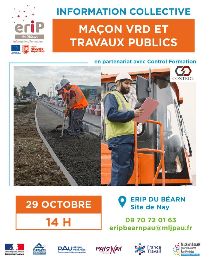 L'ERIP du Béarn organise une information collective sur la formation de Maçon VRD