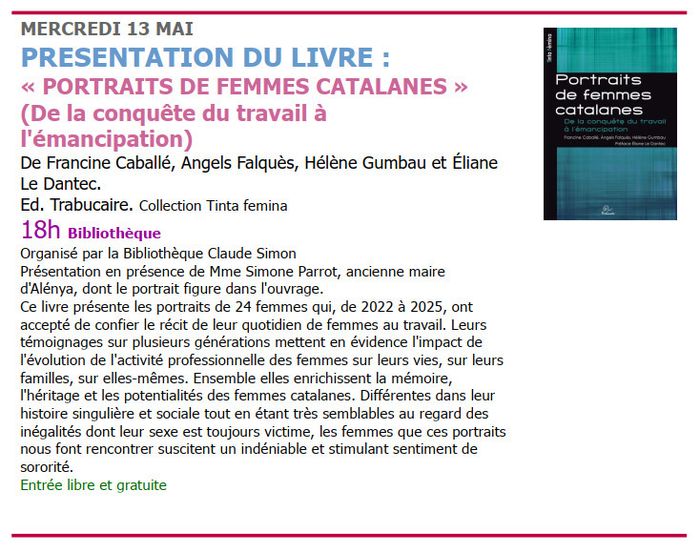 Présentation du livre - Portraits de femmes catalanes