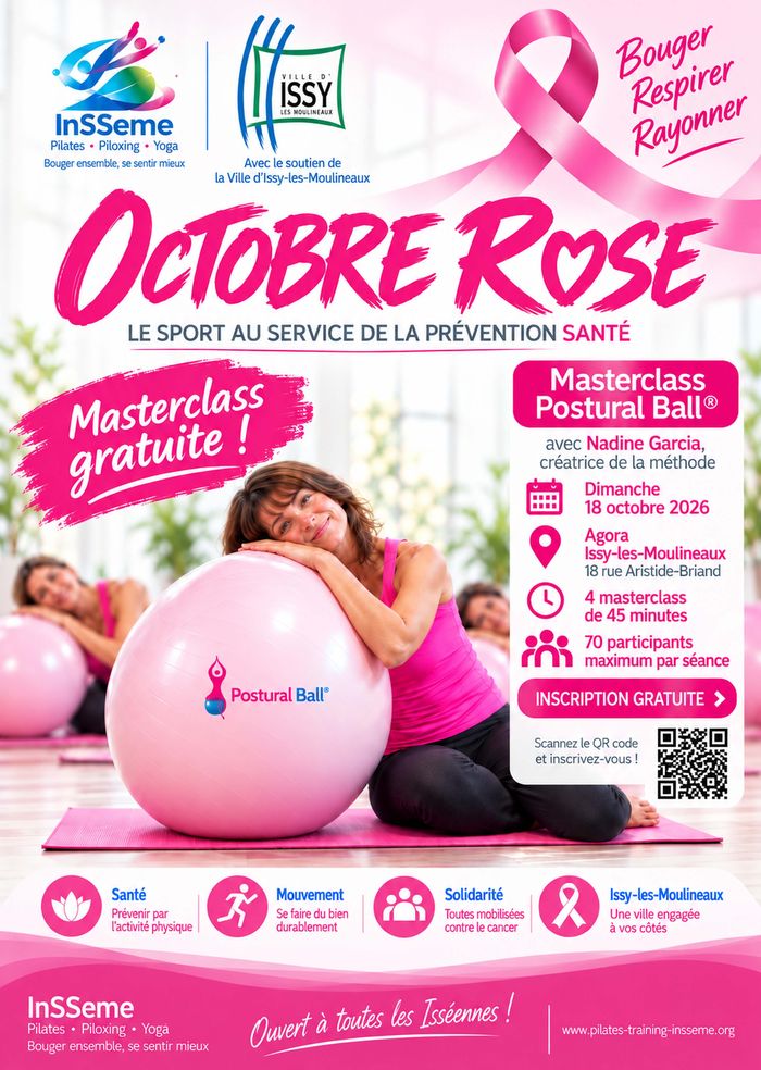 Dimanche 18 octobre, l’association sportive InSSeme invite tous les Isséens à découvrir gratuitement le Postural Ball® aux côtés de Nadine Garcia, créatrice de la méthode.