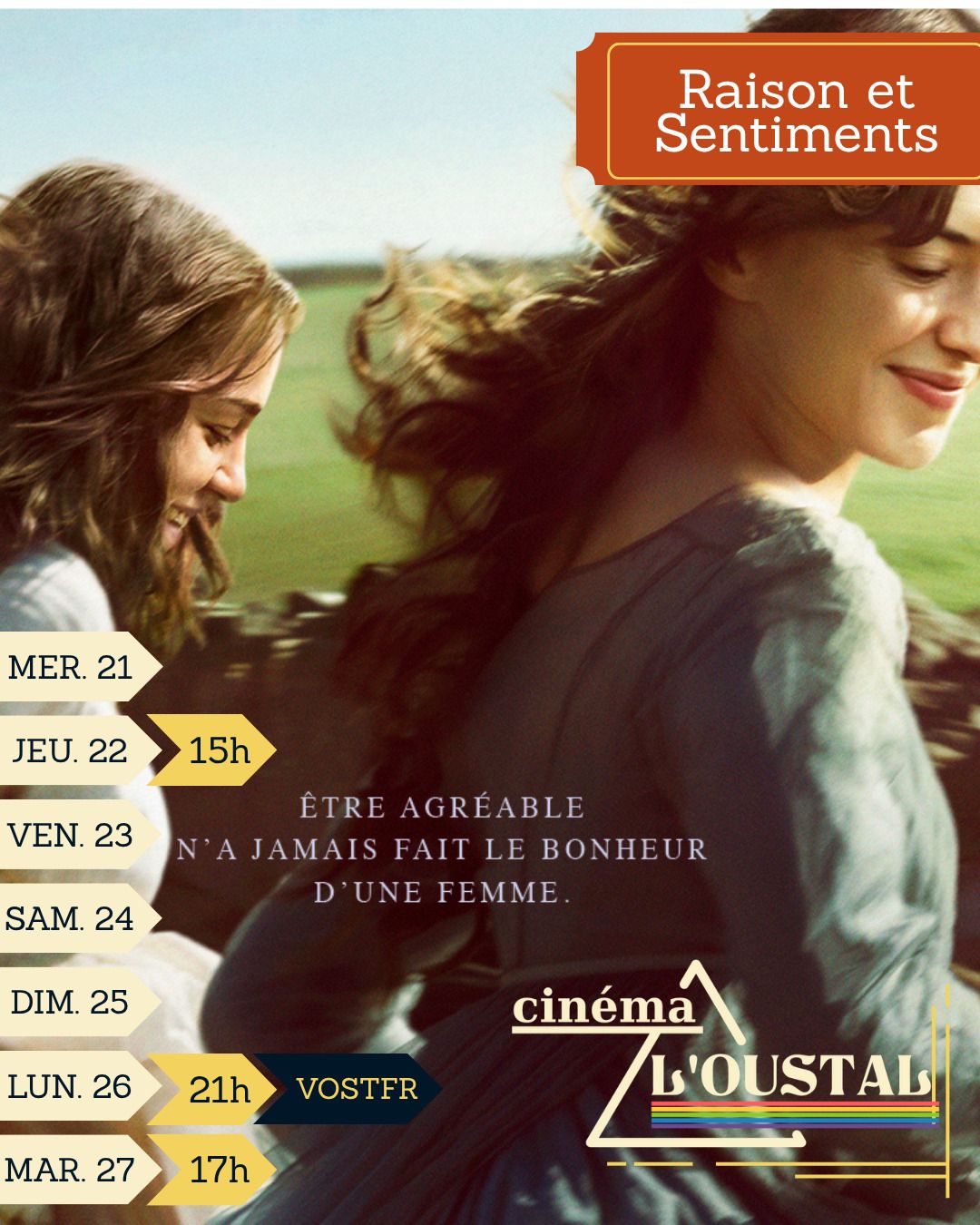Raison et sentiments, 2h12, drame romantique de  Georgia Oakley avec Daisy Edgar-Jones, Esmé Creed-Miles, Caitríona Balfe, Bodhi Rae Breathnach