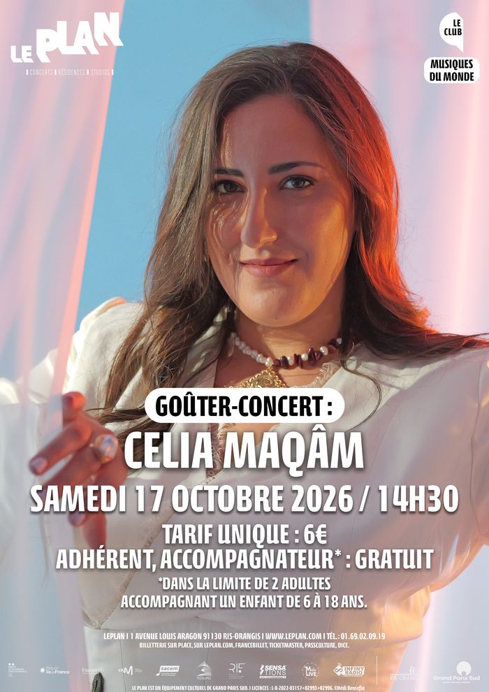 Notre prochain goûter-concert, pensé pour les jeunes publics, accueillera CELIA MAQÂM, une artiste franco-algérienne aux sonorités méditerranéennes !