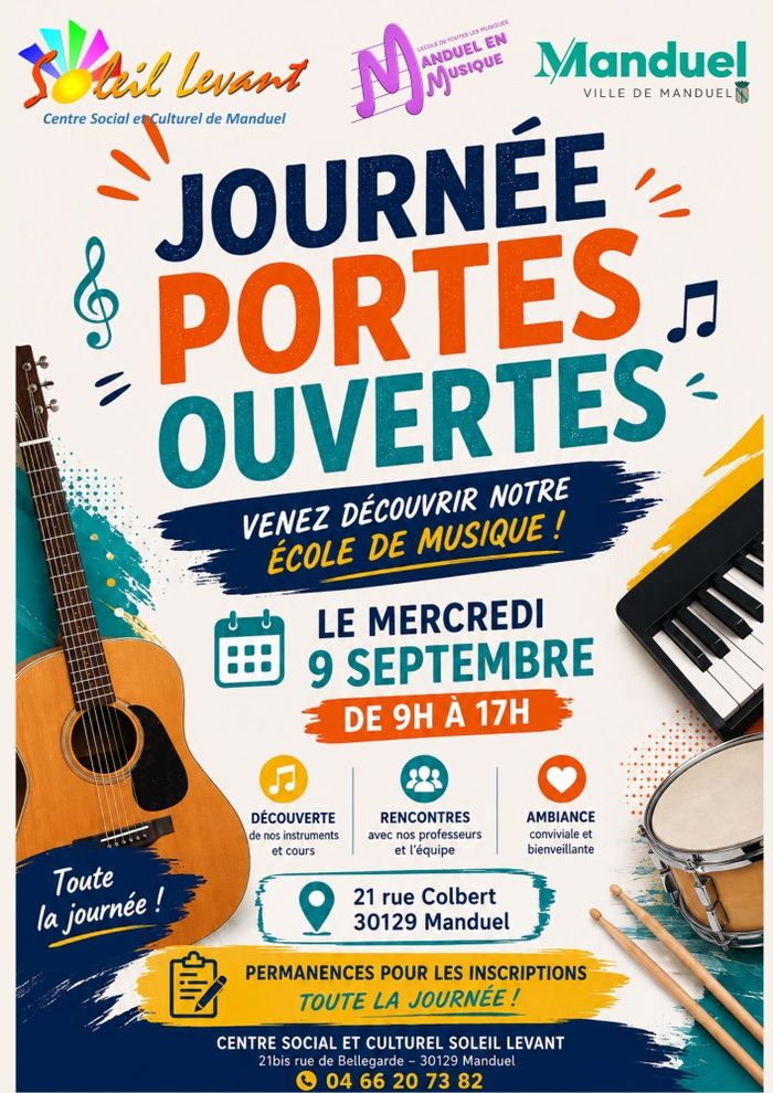 Affiche, Journée porte ouverte école de musique mercredi 9 septembre 2026