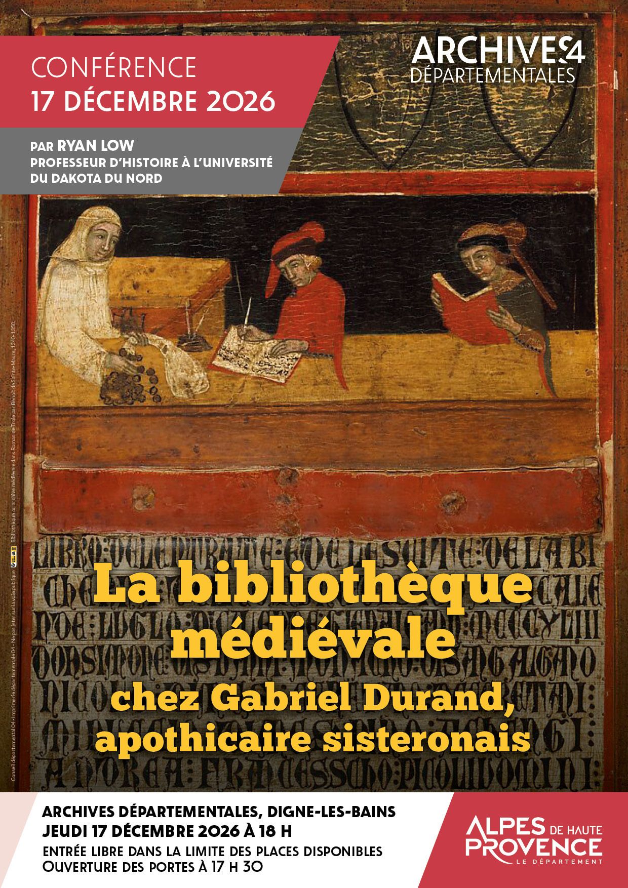 la bibliothèque médiévale chez Gabriel Durand, apothicaire sisteronais