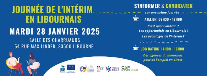 Matinée d’information sur les opportunités locales, les avantages de l’intérim et le fonctionnement des agences. Après-midi de job dating pour postuler directement auprès des recruteurs présents.