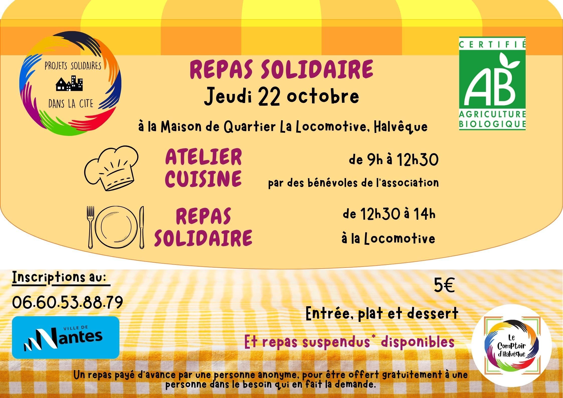 Repas solidaire de Projets Solidaires dans la Cité