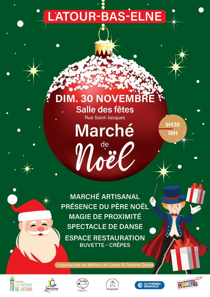 Marché de Noël, danseuses et magicien