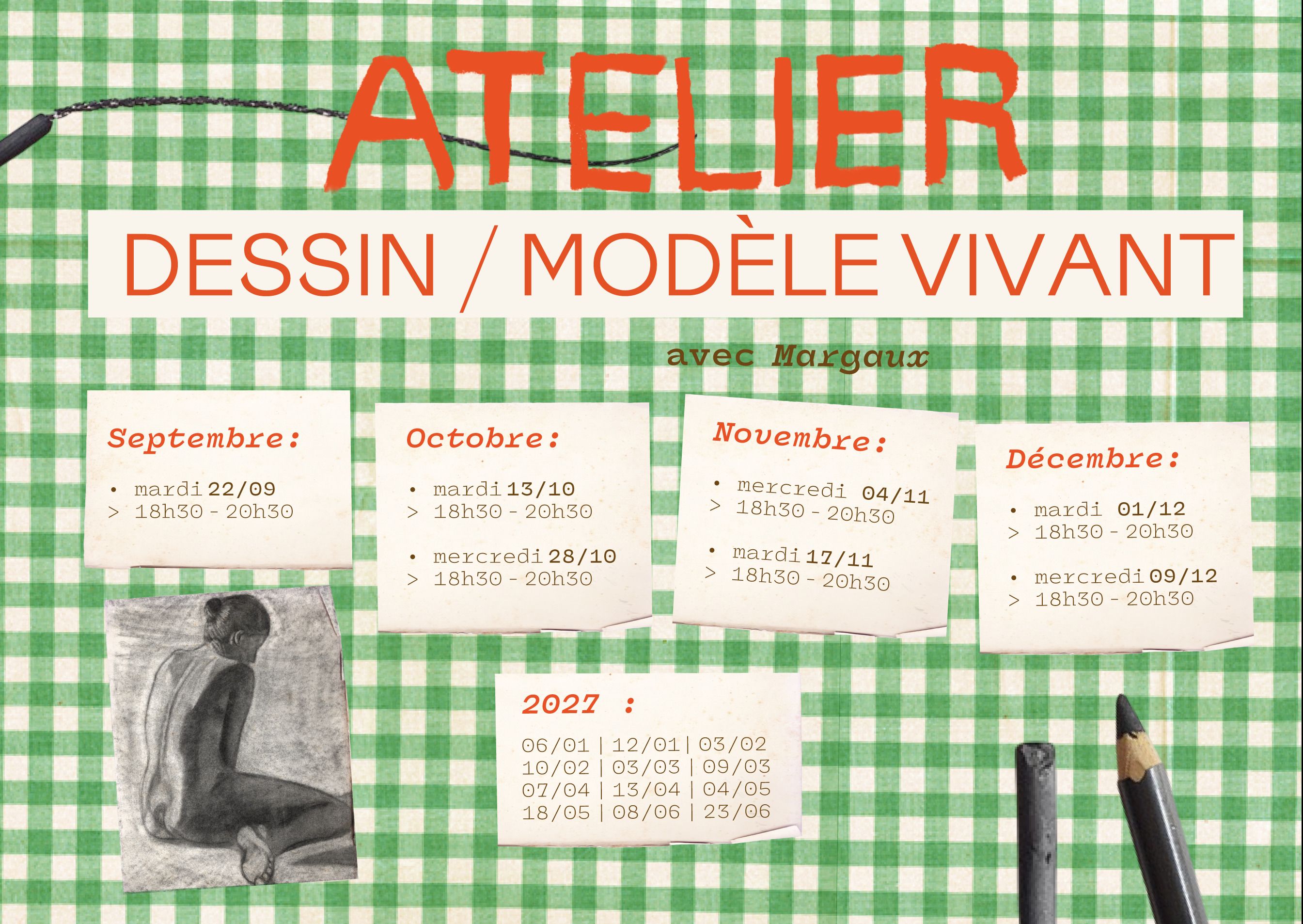 ATELIERS DESSIN MODÈLE VIVANT