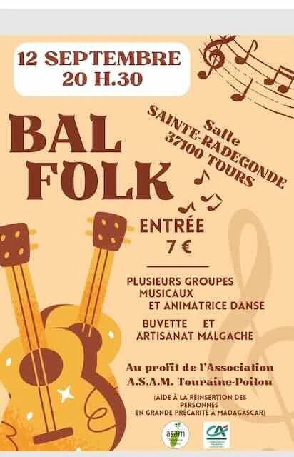 Affiche — Bal folk au profit de l'ASAM Touraine Poitou