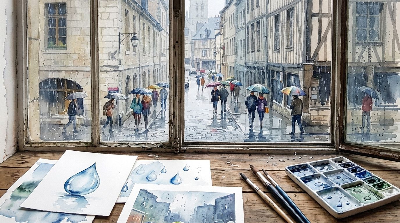 Aquarelle sur le thème de la pluie [Atelier créatif]