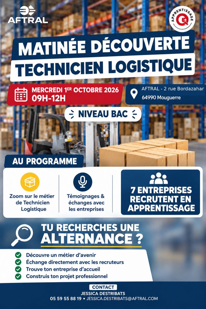 Découvre le métier de Technicien en Logistique d’Entreposage, rencontre des entreprises qui recrutent et décroche peut-être ton alternance avec nos partenaires.