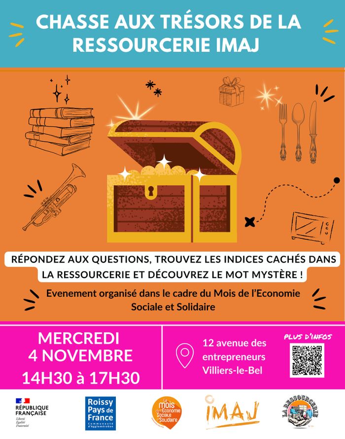 Partez à l’aventure : Suivez les indices cachés dans les rayons de la Ressourcerie Répondez à des questions sur le réemploi, la réduction des déchets et la Trésor à gagner !