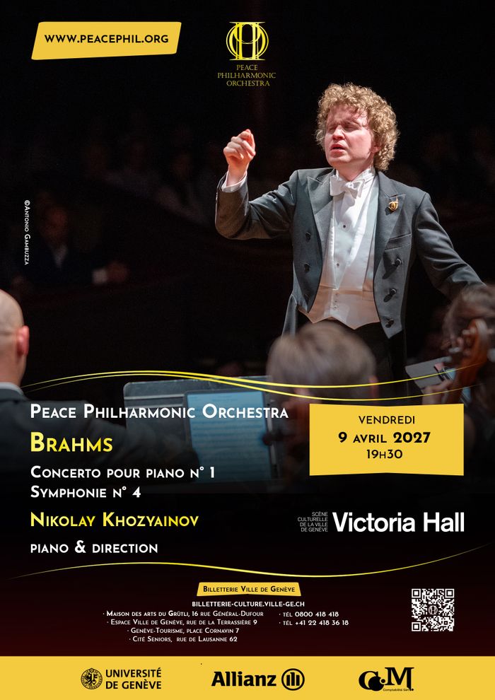 Brahms: Concerto per pianoforte n. 1 e Sinfonia n. 4 – Peace Philharmonic Orchestra – Nikolay Khozyainov, pianoforte e direzione