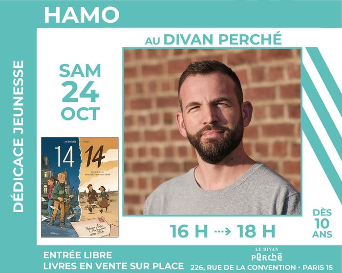Young readers: Hamo signs his comic book “14-14”