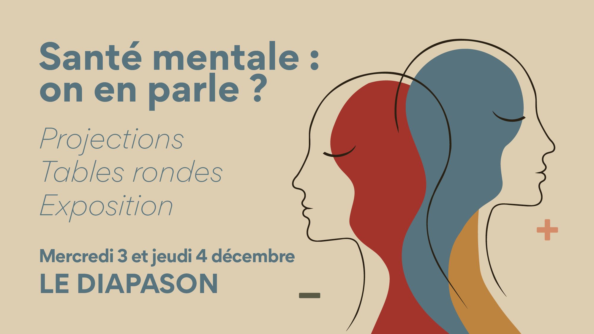 Projection d'une série de courts documentaires sur le thème de la santé mentale.