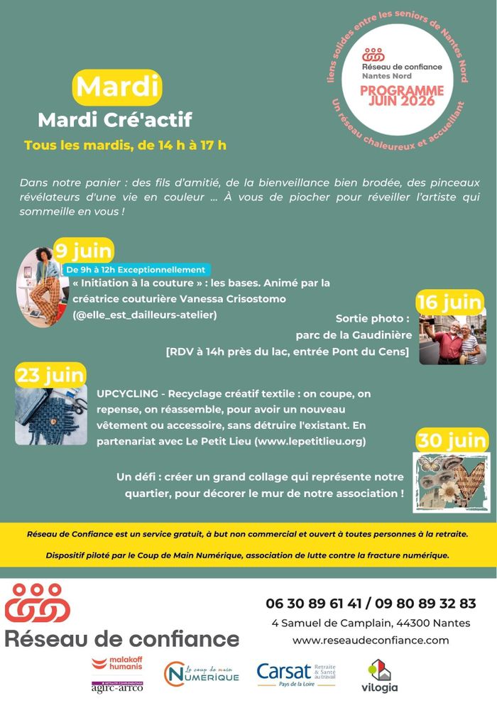 Mardi Cré'actif : Tous les mardis, au Réseau de Confiance