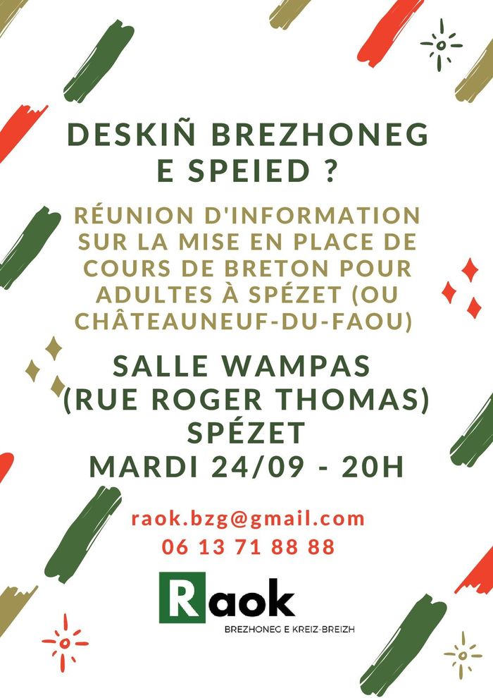 Réunion d'information : Des cours de breton pour les adultes à Spézet ou Châteauneuf-du-Faou ?