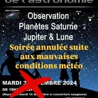 Soirée de l'Astronomie - report du 3/12 au 10/12