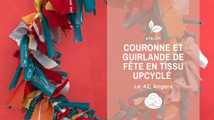 Couronne et guirlande de fête en tissu upcyclé