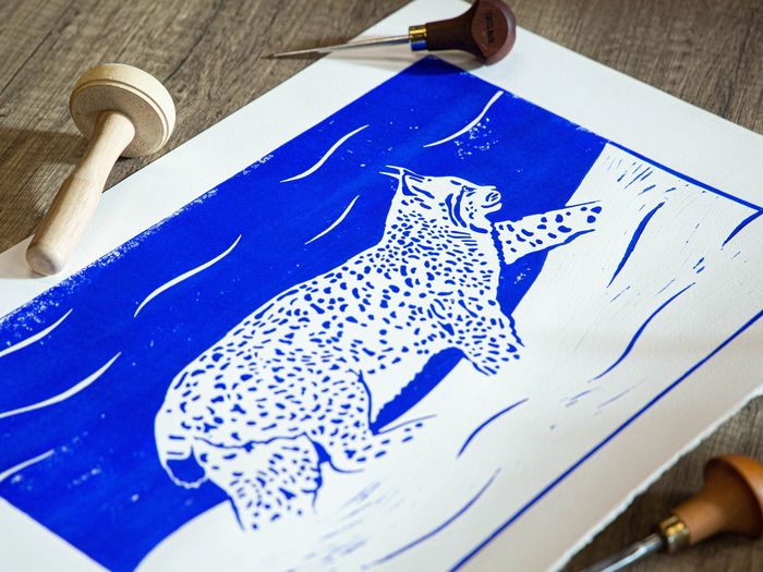 Démonstration de la linogravure à l'occasion des Journées Nationales des Artistes