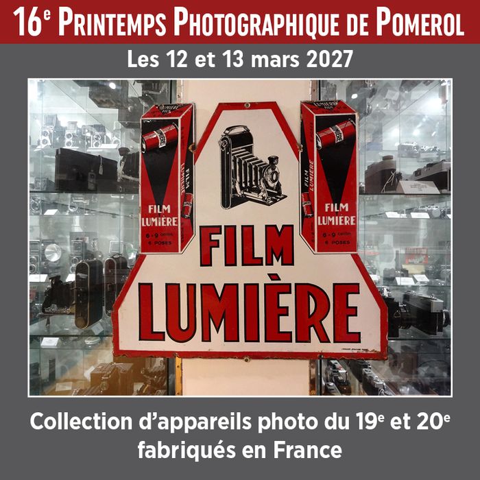 Présentation d'une collection d'appareils photo du 19 et 20e siècle fabriquée en France.