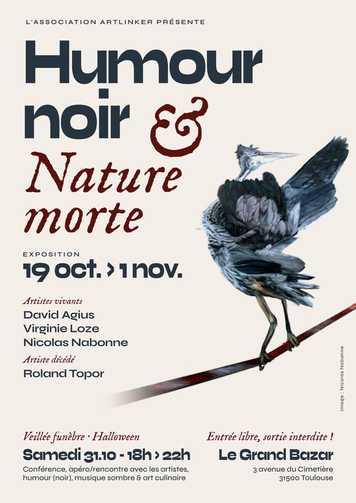 vernissage humour noir et nature morte