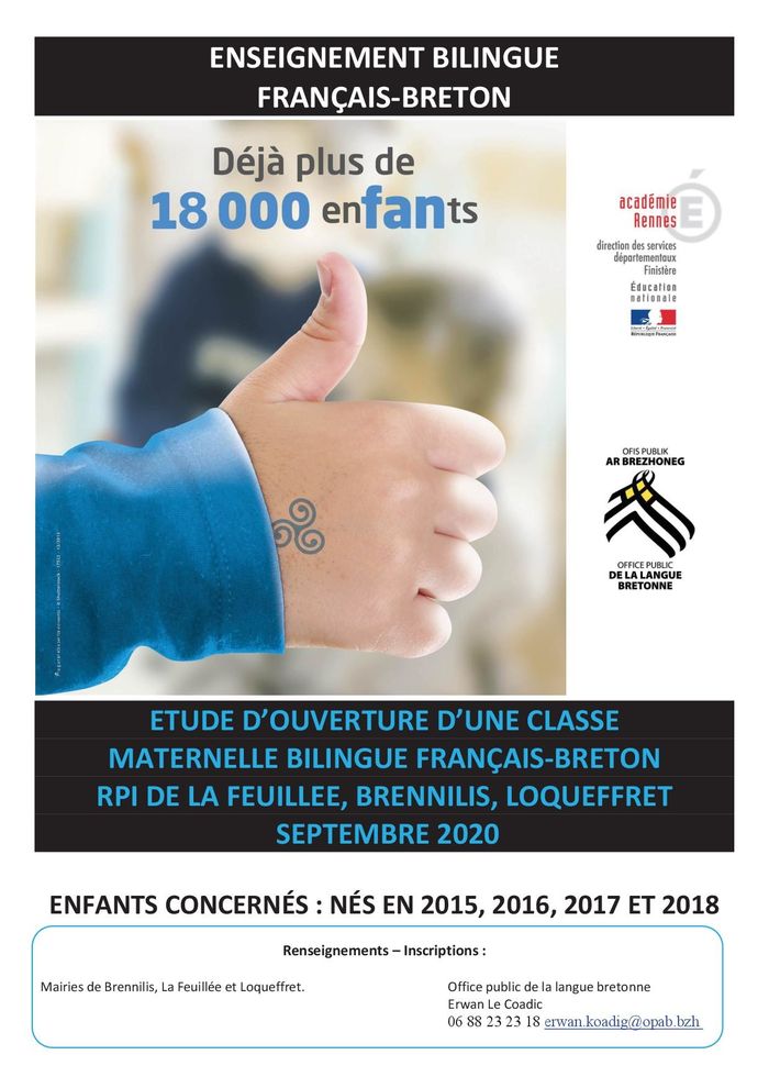 Réunion publique pour l'ouverture d'une filière au RPI de La Feuillée, Brennilis, Loqueffret