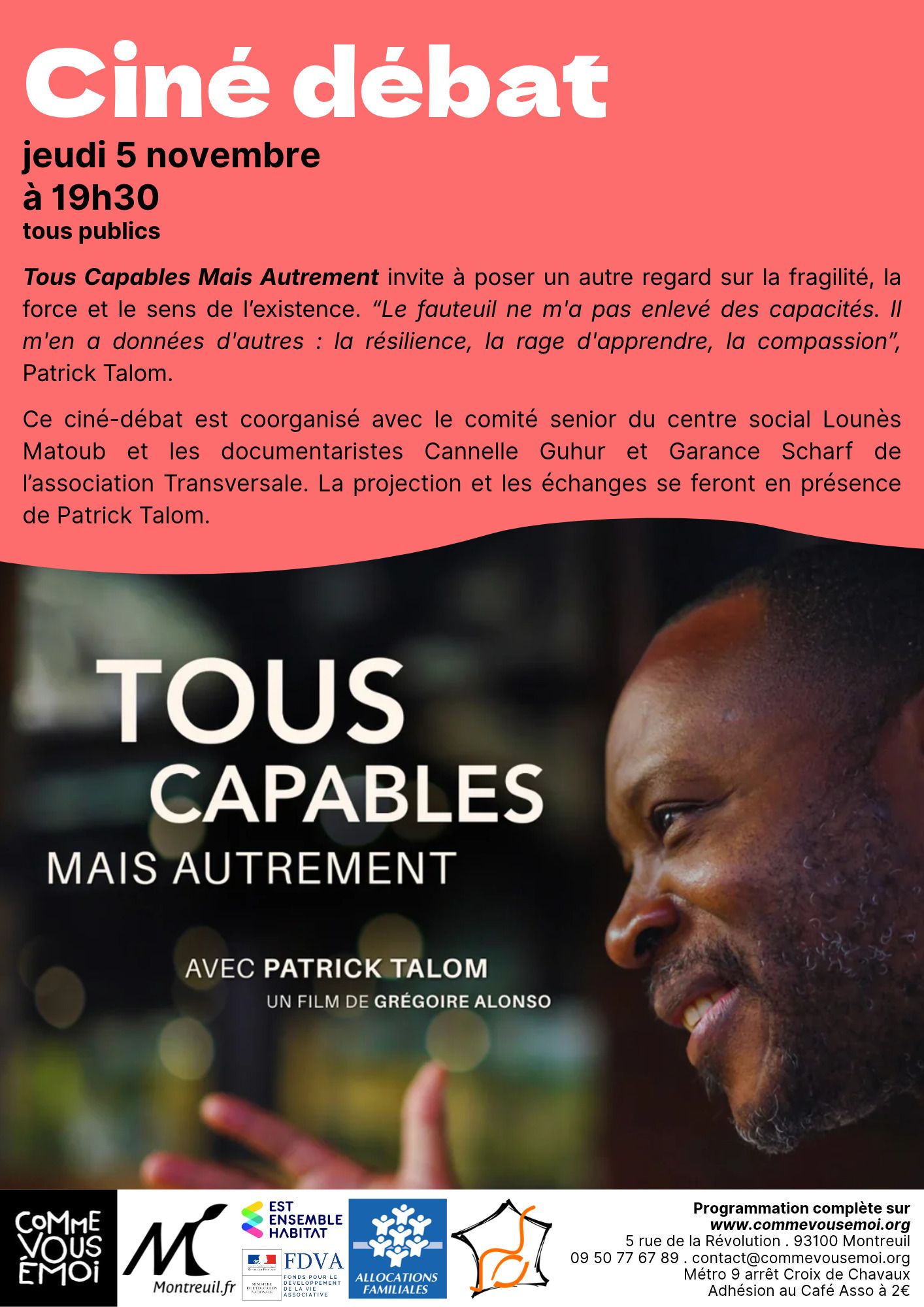 Ciné débat : Tous Capables Mais Autrement, documentaire réalisé par Grégoire Alonso