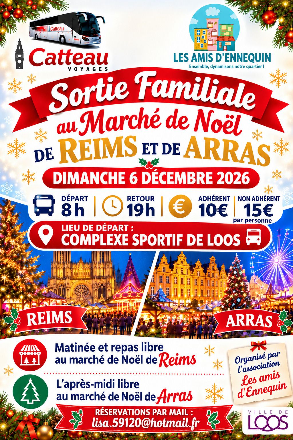 Photo de couverture - L'Association des Amis d' Ennequin, vous propose une sortie aux marchés de Noël de Reims et Arras.
