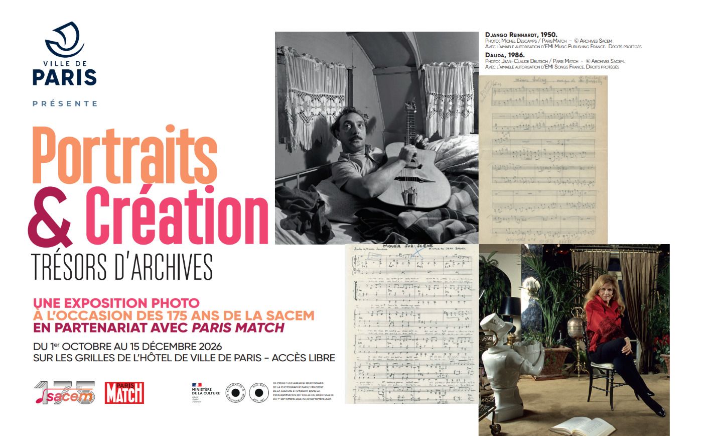"Portraits & Création" une exposition Paris Match pour les 175 ans de la Sacem