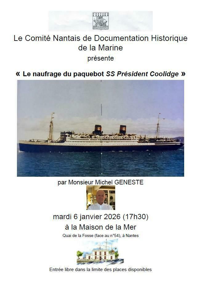 Conférence histoire maritime: octobre 1942, naufrage paquebot "President Coolidge"